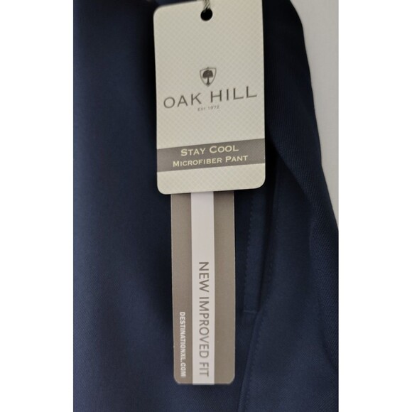 Oak Hill Navy Blue Microfiber Pleated Pants Men’s Size 60x 28 NWT Preppy Classic - Picture 3 of 5